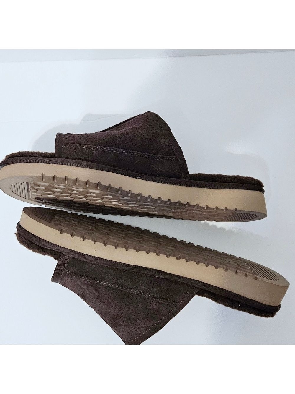 NWOT Koolaburra By Ugg Dawsen Men's Brown Leather Slippers Sz 9 - Picture 4 of 7